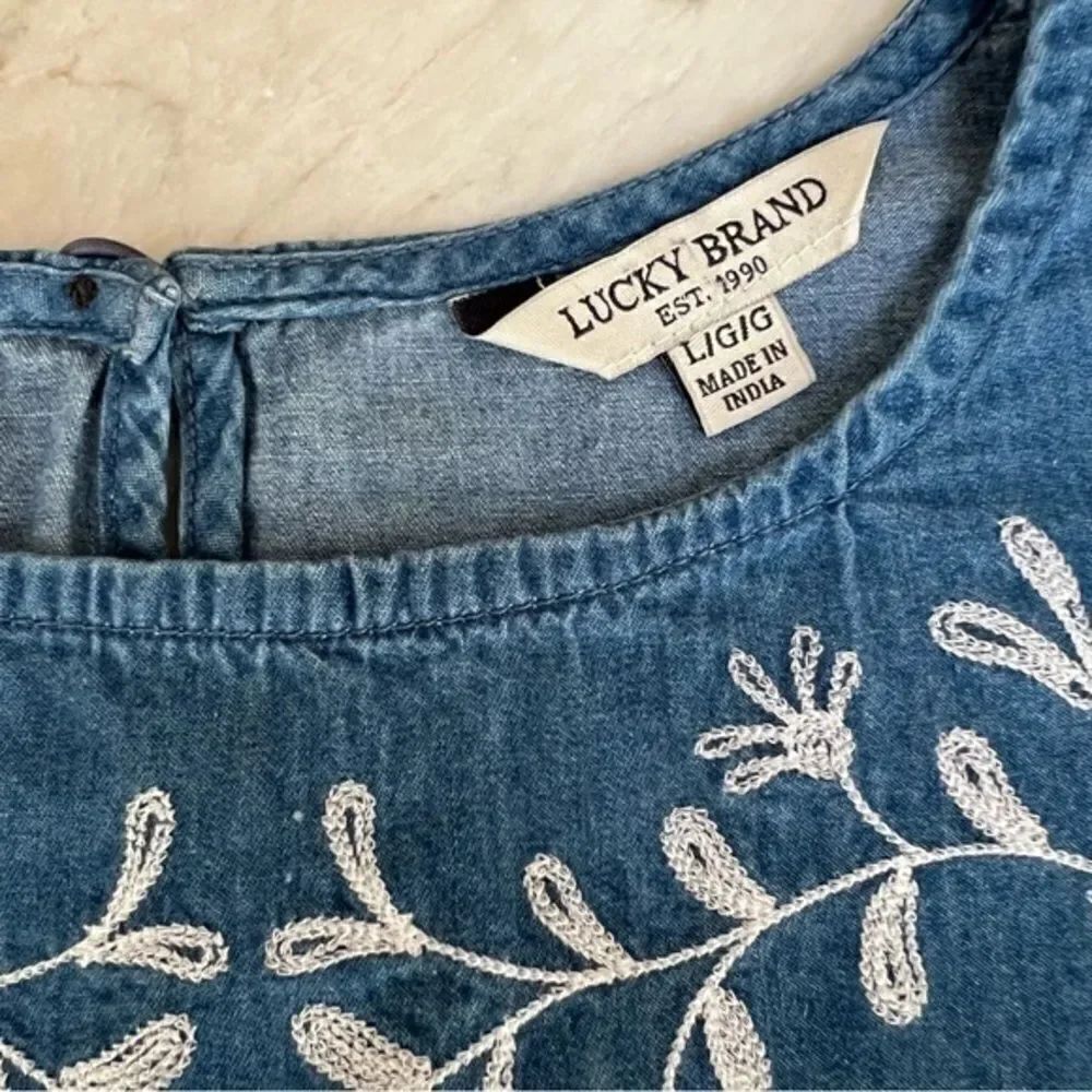 Lucky Brand Adele Wash Embroidered Shira Flutter-Sleeve Dress - Girls sz L NWT. - Picture 4 of 8